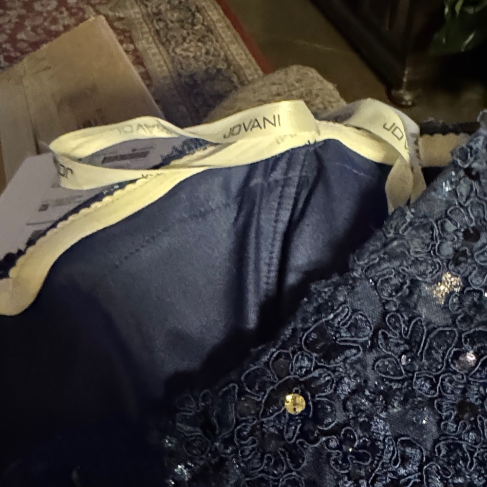 JVN by Jovani Midnight Blue Embellished Mini Dress - Picture 4 of 5